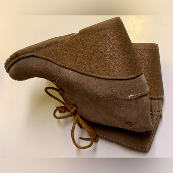 Women’s 7 M Sperry Topsider STELLA Tan Suede Wedge Ankle Boots - Picture 14 of 16